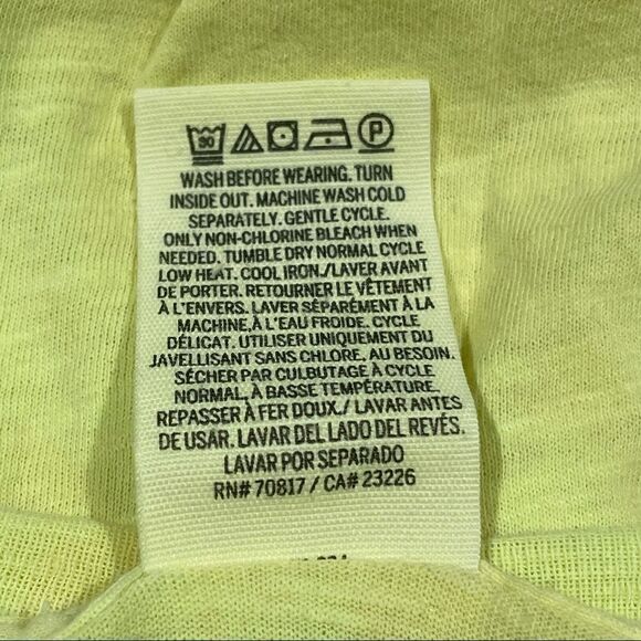 PINK VS Customized Bleach Tie Dye Neon Yellow Long Sleeve Cotton Tee Shirt S-M - Picture 6 of 8